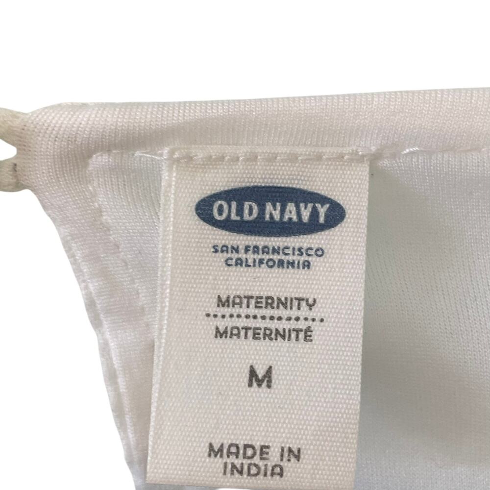 Old Navy Maternity Dress M White Cotton Crochet Ethereal Short Sleeve Peasant - Picture 3 of 7